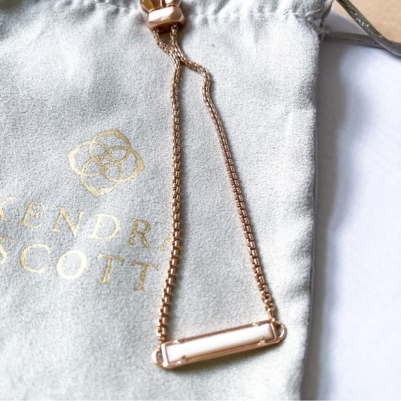 Kendra Scott Mother of Pearl Rose Gold Adjustable Bar Chain Bracelet - Picture 3 of 5